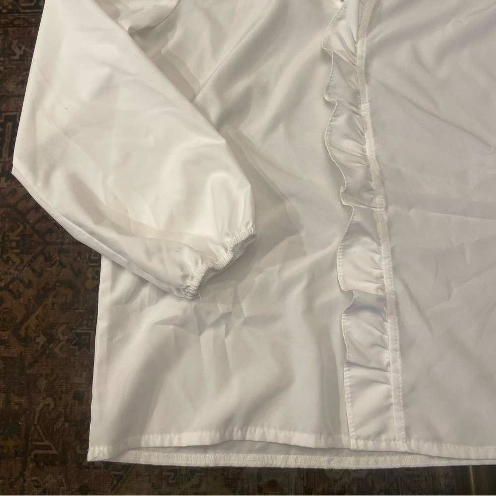 White Ruffle Front Blouse - Picture 2 of 4